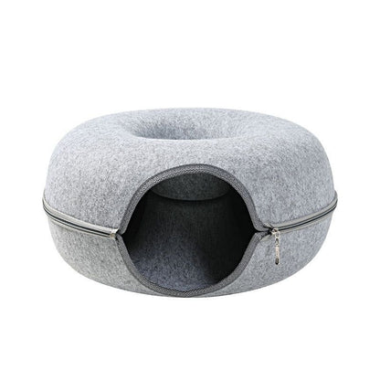 CatCave - Interactive Basket Natural Felt Cuddly Cat Cave Bed - luvinly