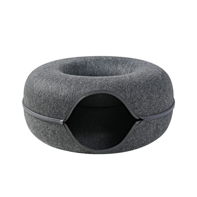 CatCave - Interactive Basket Natural Felt Cuddly Cat Cave Bed - luvinly
