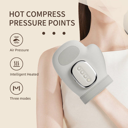 Electric Hand Massager with Air Pressure, Finger Massage, Palm kneading, Meridian Therapy, Acupoint Heating Massage Device