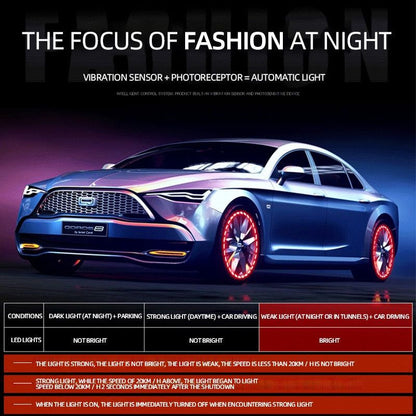 FlashWheel - Rgb Glowing Motion Activated Solar Tire Valve - luvinly