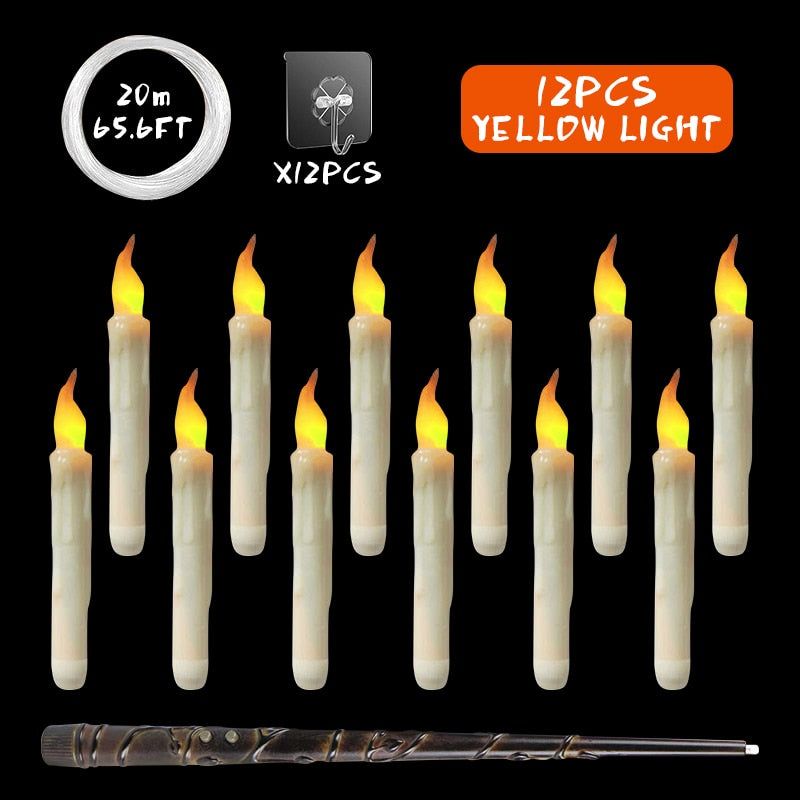 Floating LED Candles With Wand Remote Control - luvinly