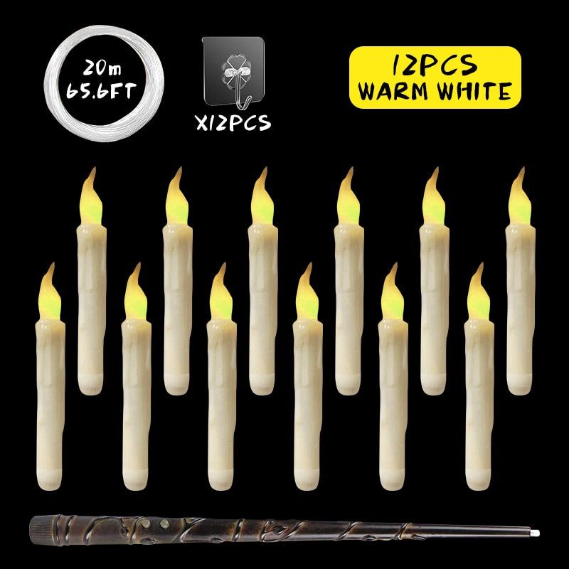Floating LED Candles With Wand Remote Control - luvinly