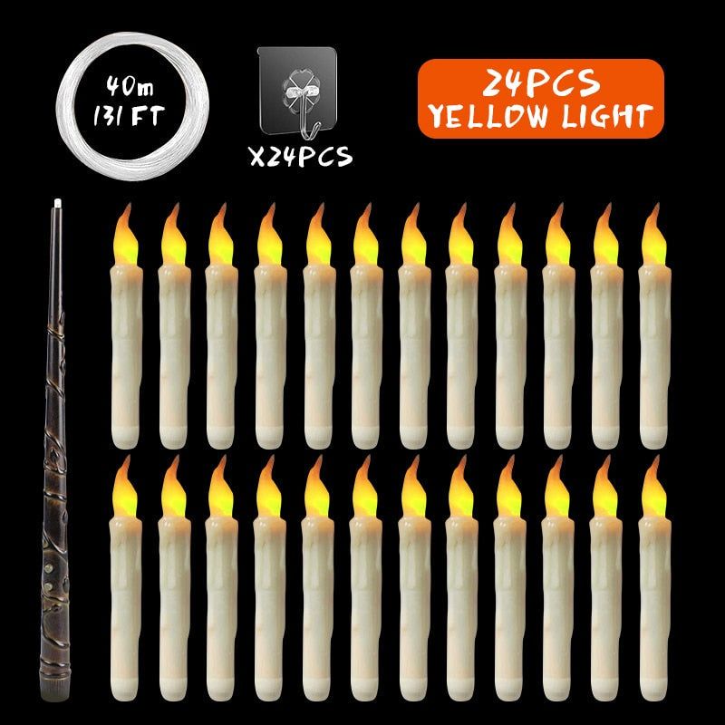 Floating LED Candles With Wand Remote Control - luvinly