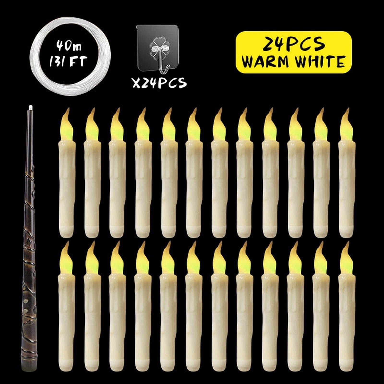 Floating LED Candles With Wand Remote Control - luvinly