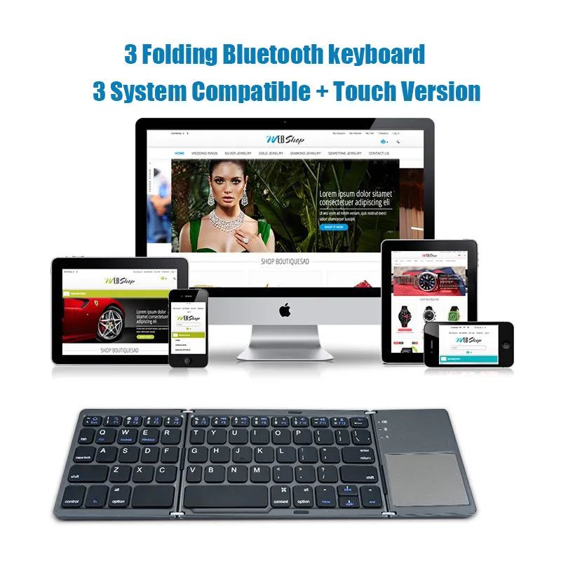 Folding Wireless Bluetooth Keyboard - luvinly