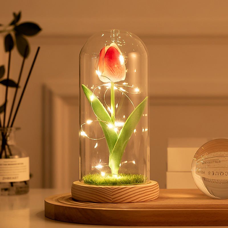 Glass-covered Perpetual Flower Night Light Ornaments - luvinly