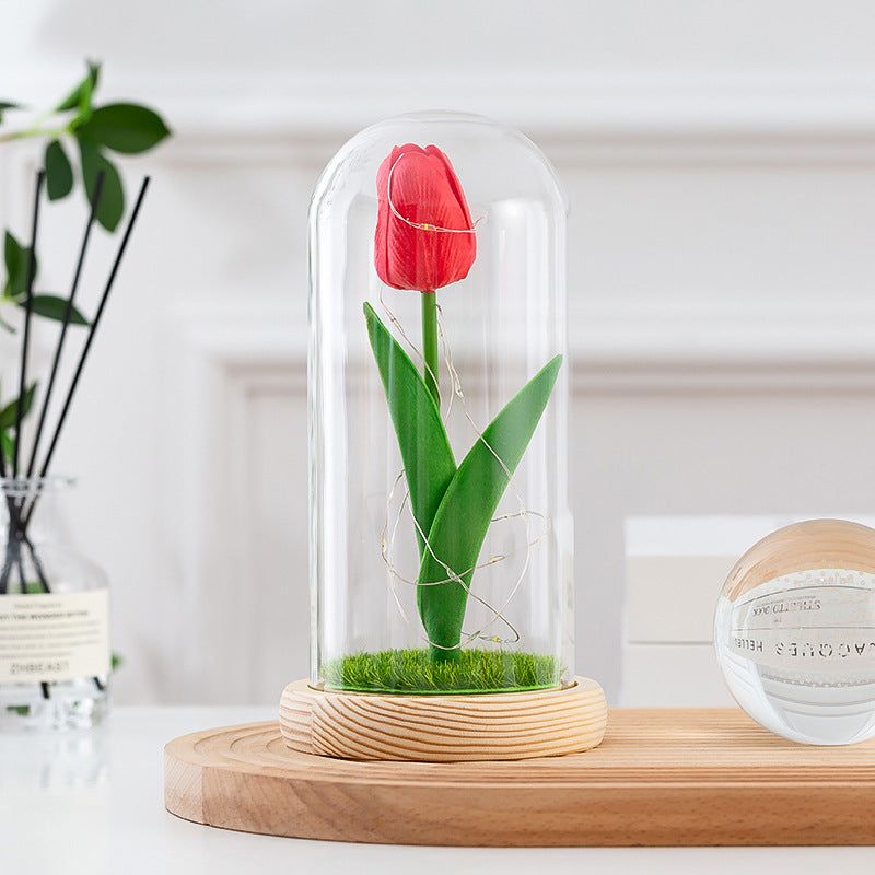 Glass-covered Perpetual Flower Night Light Ornaments - luvinly