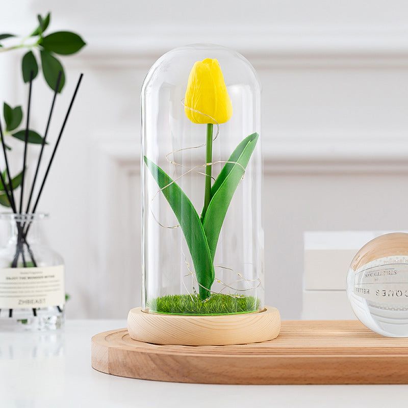 Glass-covered Perpetual Flower Night Light Ornaments - luvinly