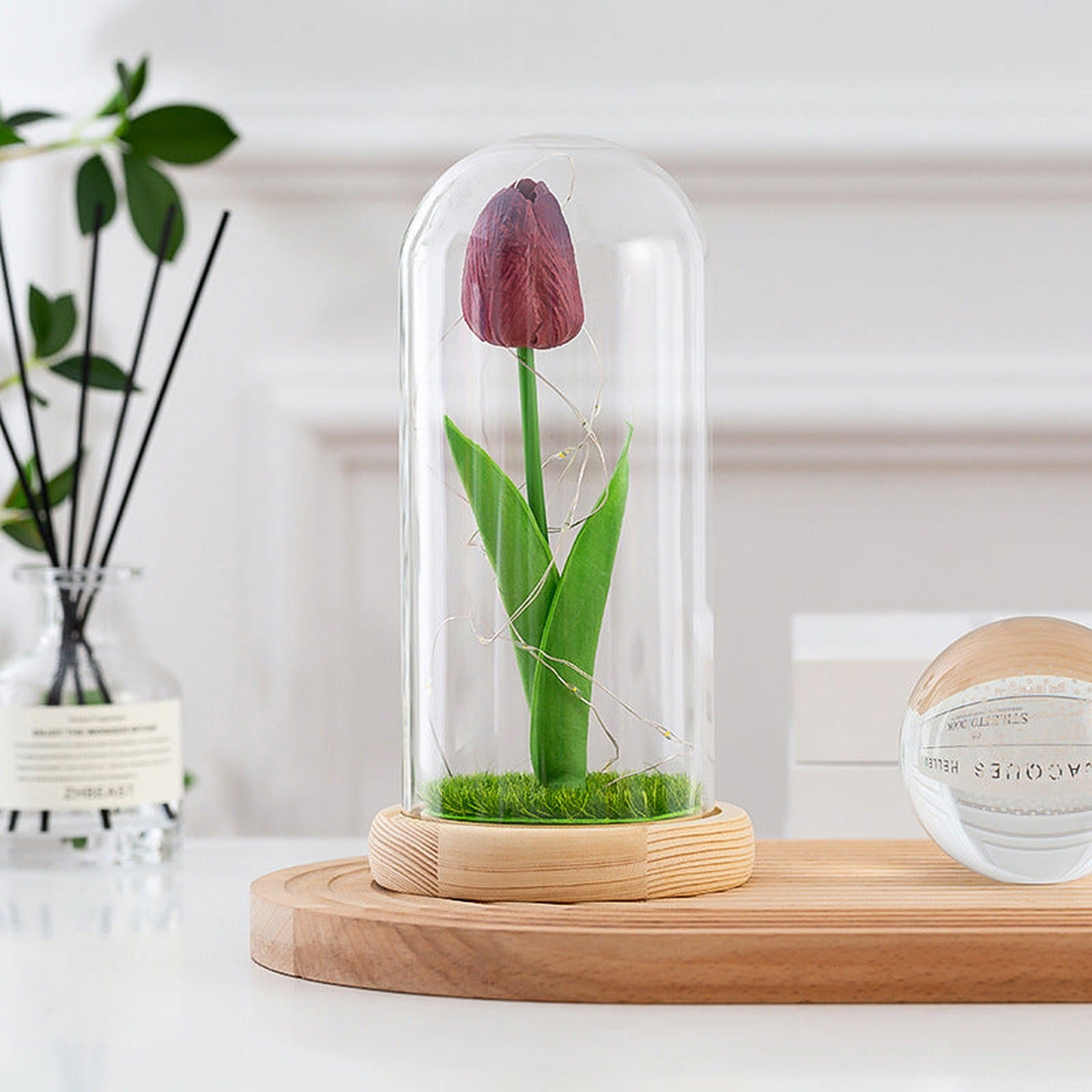 Glass-covered Perpetual Flower Night Light Ornaments - luvinly
