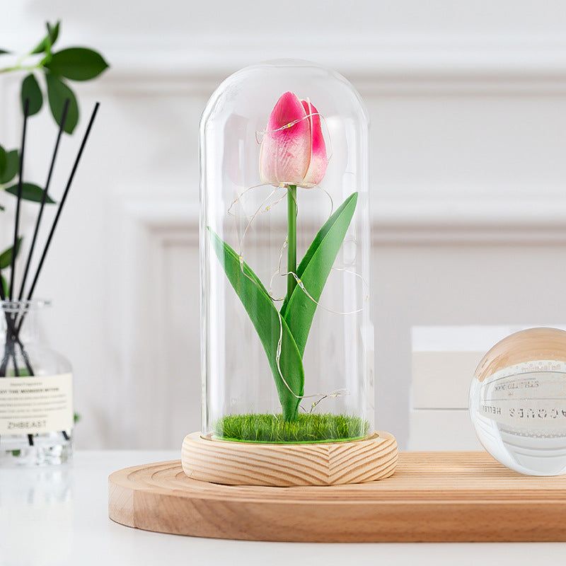 Glass-covered Perpetual Flower Night Light Ornaments - luvinly