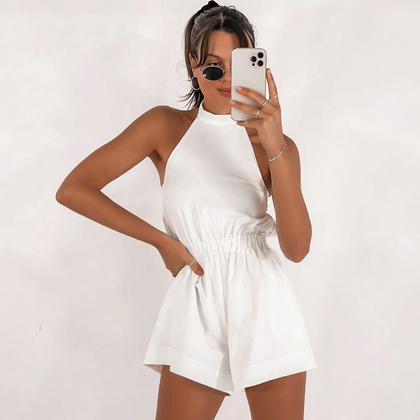 Halter Neck Sleeveless Jumpsuit - luvinly