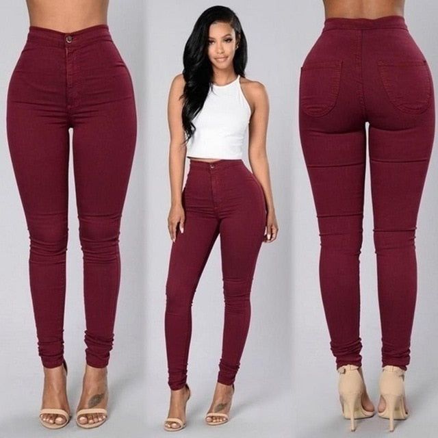 High Waist Skinny Jeans - luvinly