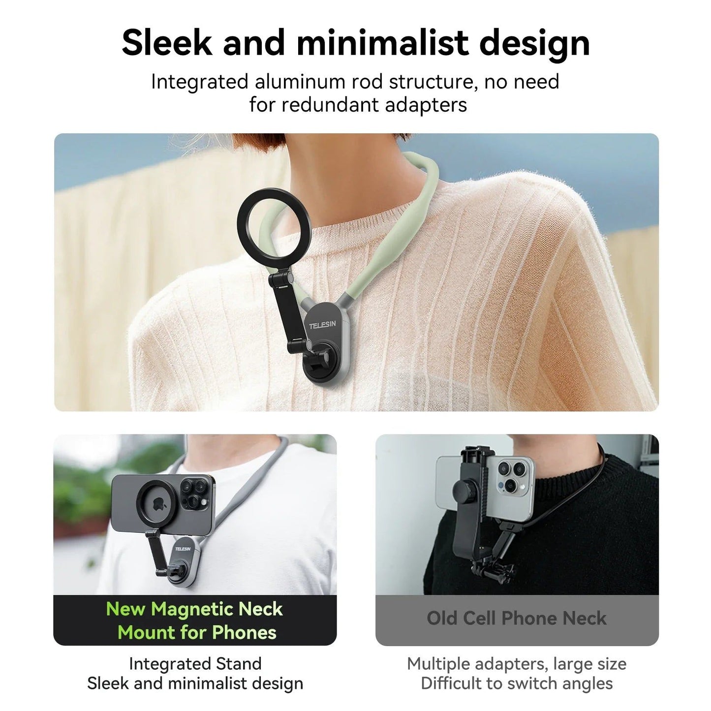 MagSnap - Magnetic Neck Hold Mount Selfie Stick Tripod - luvinly