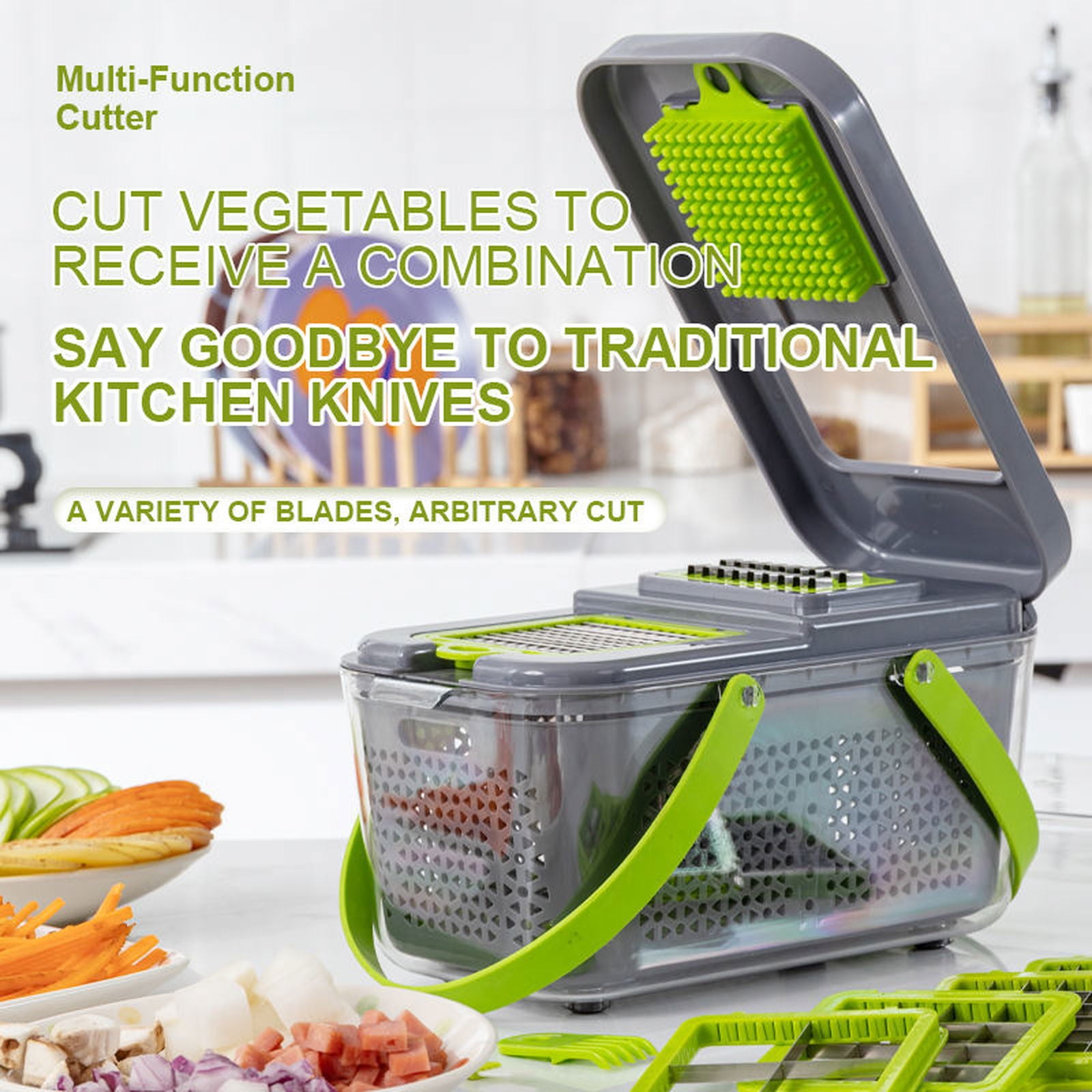 MandoSlice - 22-In-1 Mandolin Slicer With 13 Blades - luvinly