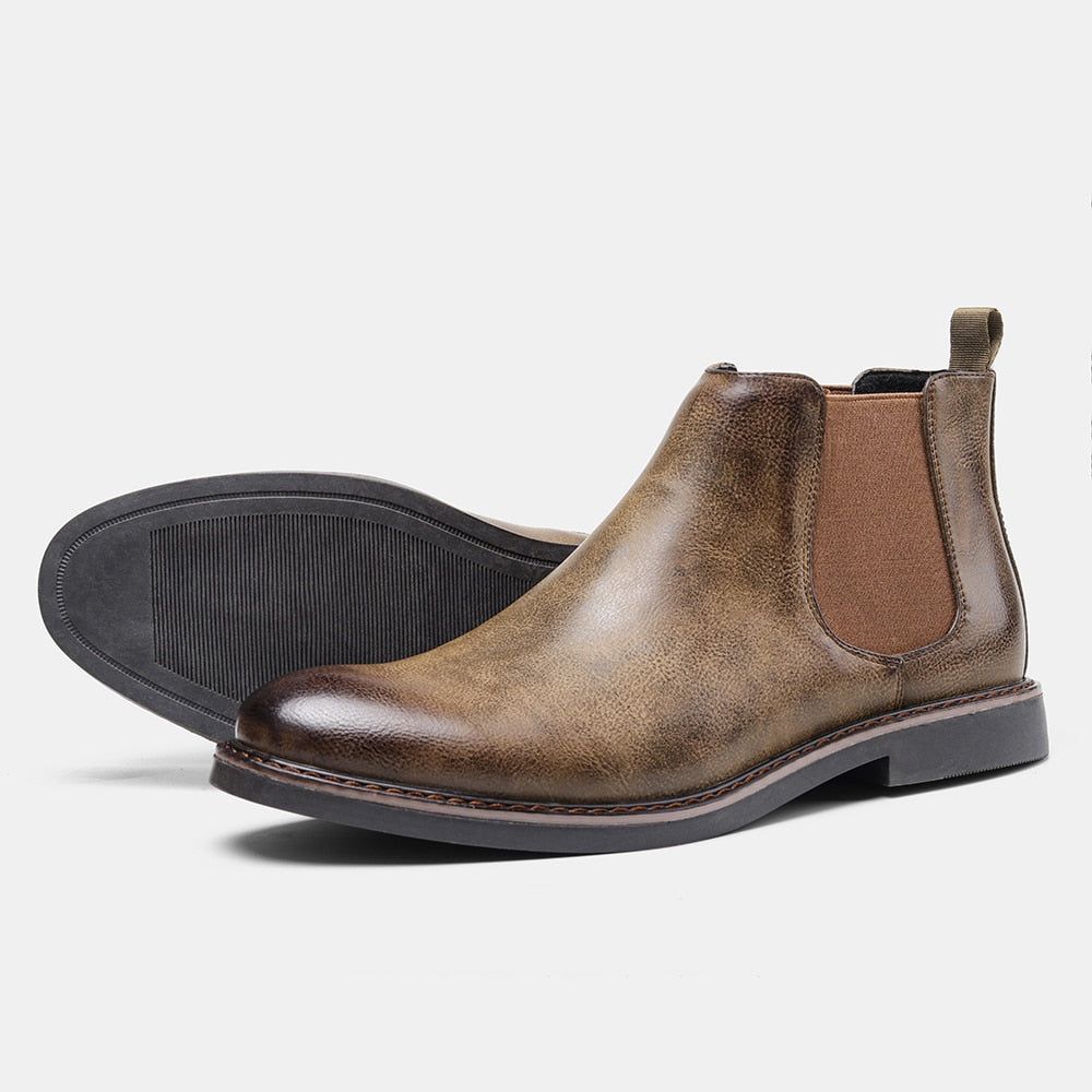 Men Leather Ankle Boots - luvinly