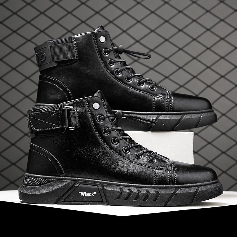 Men’s Black Leather Boots - luvinly