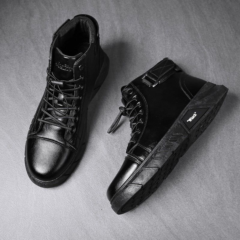 Men’s Black Leather Boots - luvinly