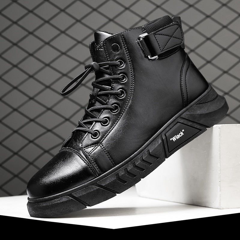 Men’s Black Leather Boots - luvinly