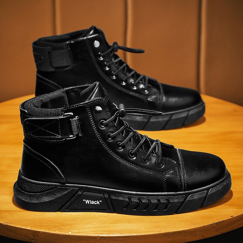 Men’s Black Leather Boots - luvinly
