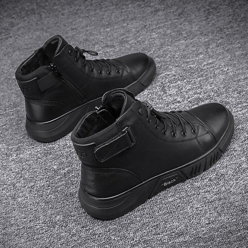 Men’s Black Leather Boots - luvinly