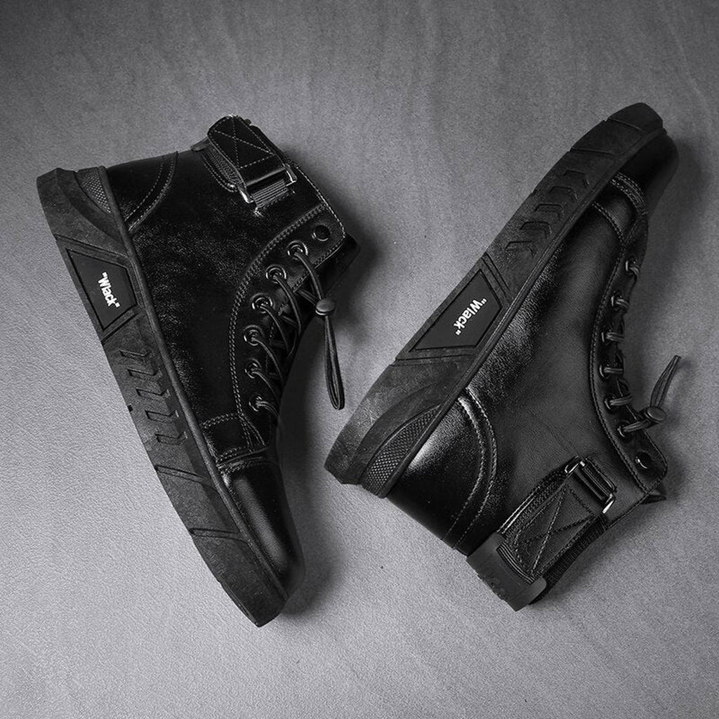 Men’s Black Leather Boots - luvinly