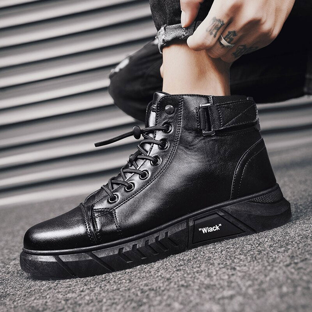 Men’s Black Leather Boots - luvinly