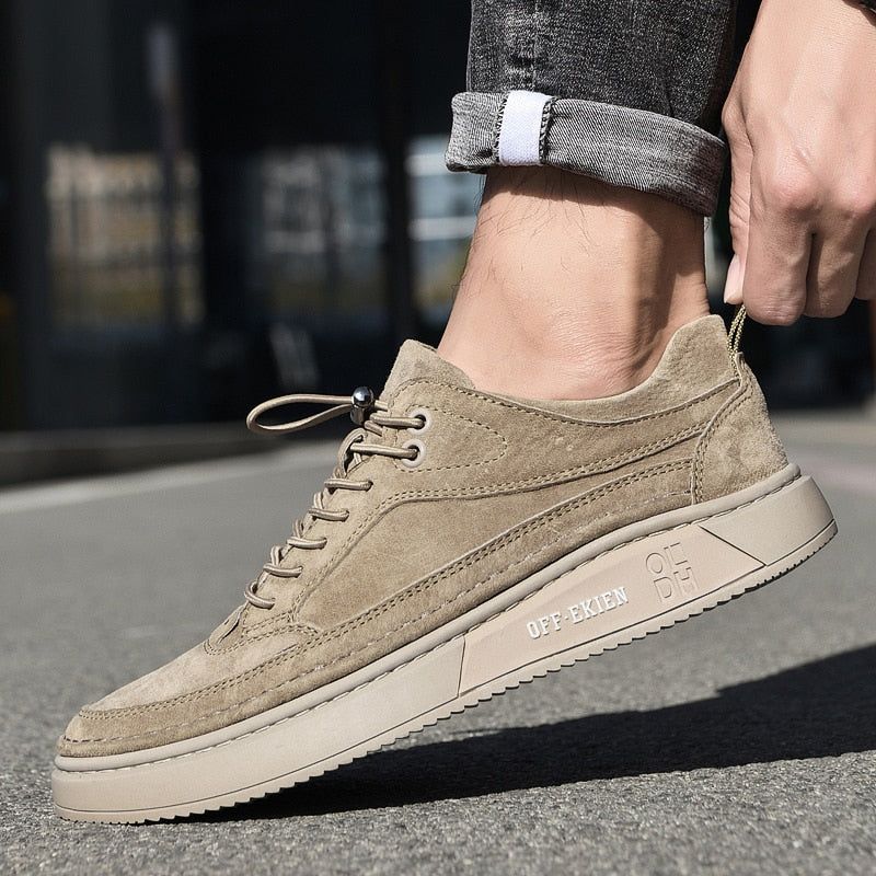 Men's Oxford Khaki Casual Shoes - luvinly
