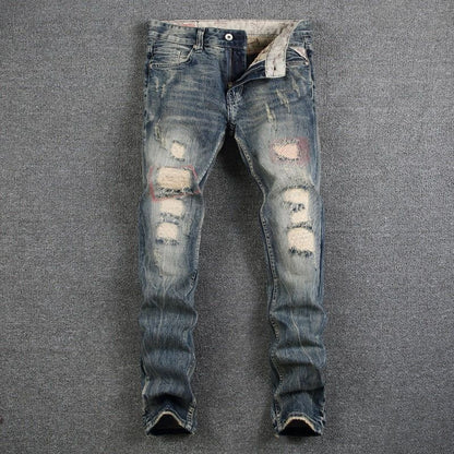 Mens Jeans Destroyed Ripped Jeans - luvinly