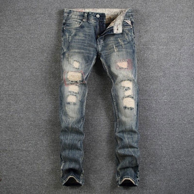 Mens Jeans Destroyed Ripped Jeans - luvinly
