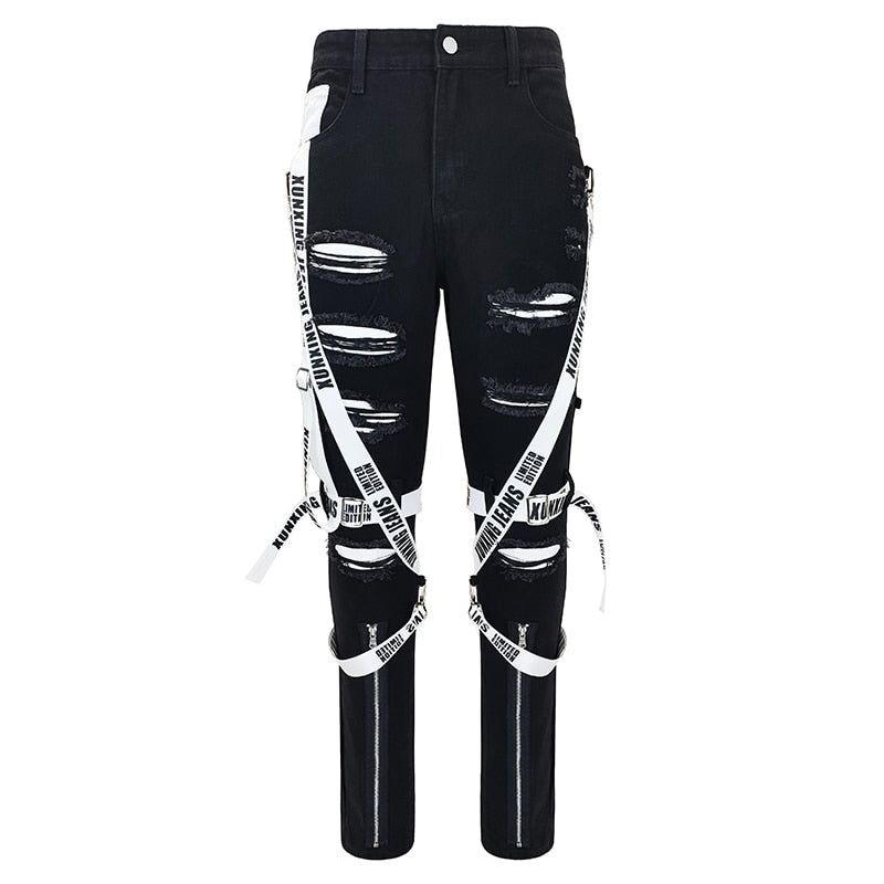 Mens Slim Strapped Up Cargo Denims - luvinly