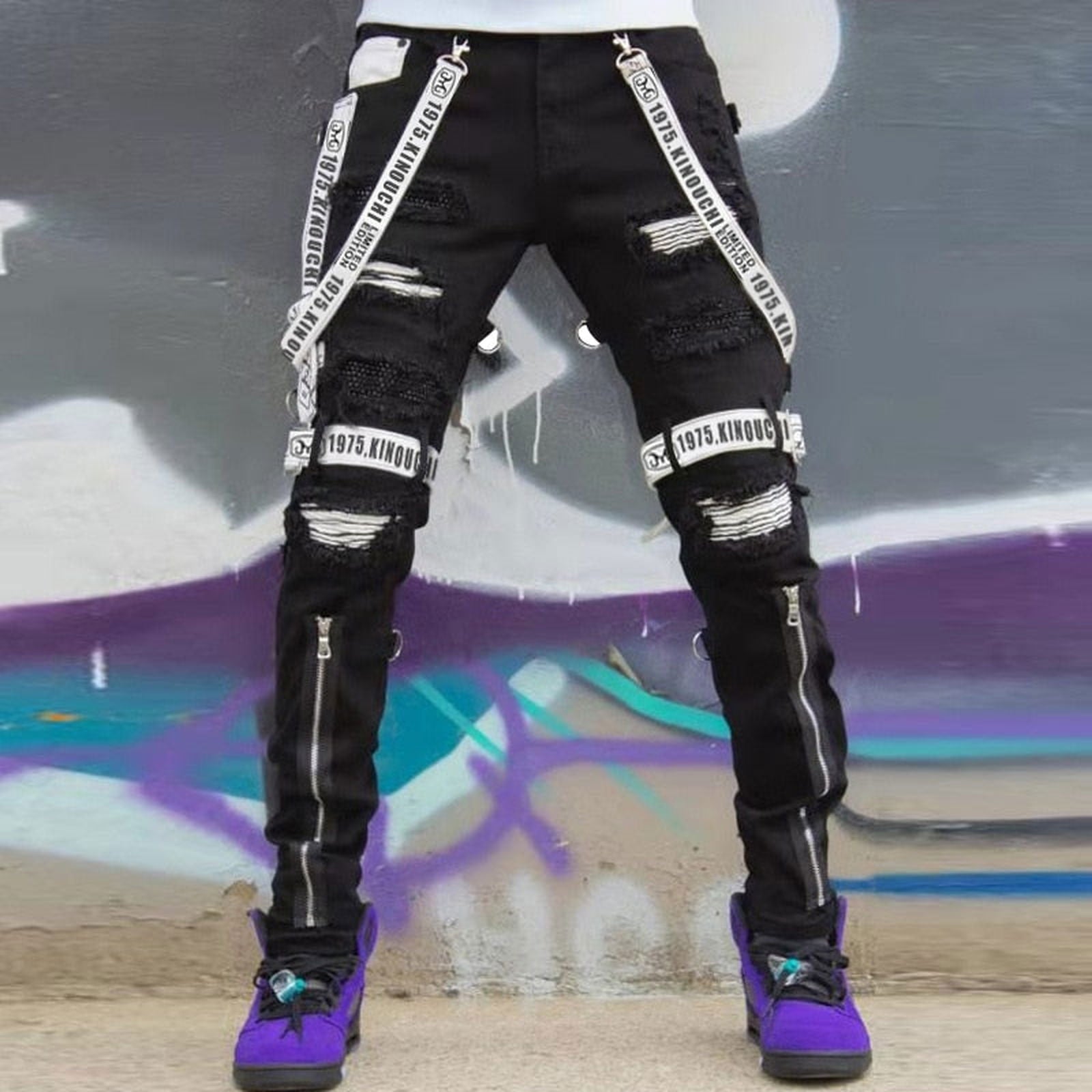 Mens Slim Strapped Up Cargo Denims - luvinly