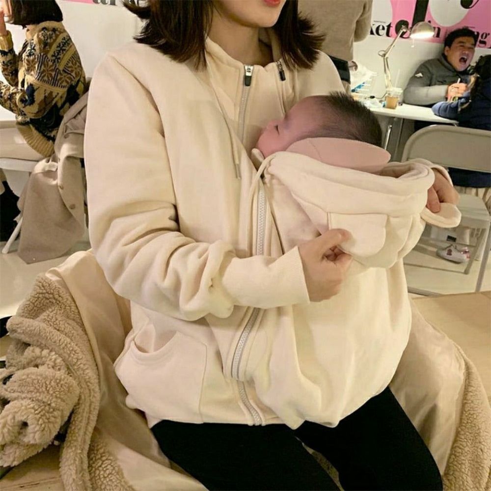MommaPouch - Detachable Kangaroo Maternity Winter Hoodie - luvinly