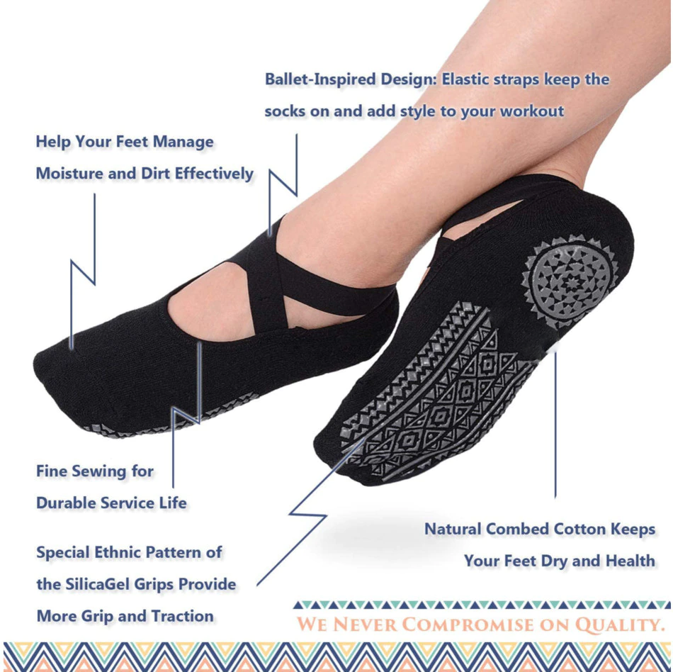 Non-Slip Grip Socks for Women - Perfect for Pilates, Barre, Ballet, and Barefoot Workouts. - luvinly