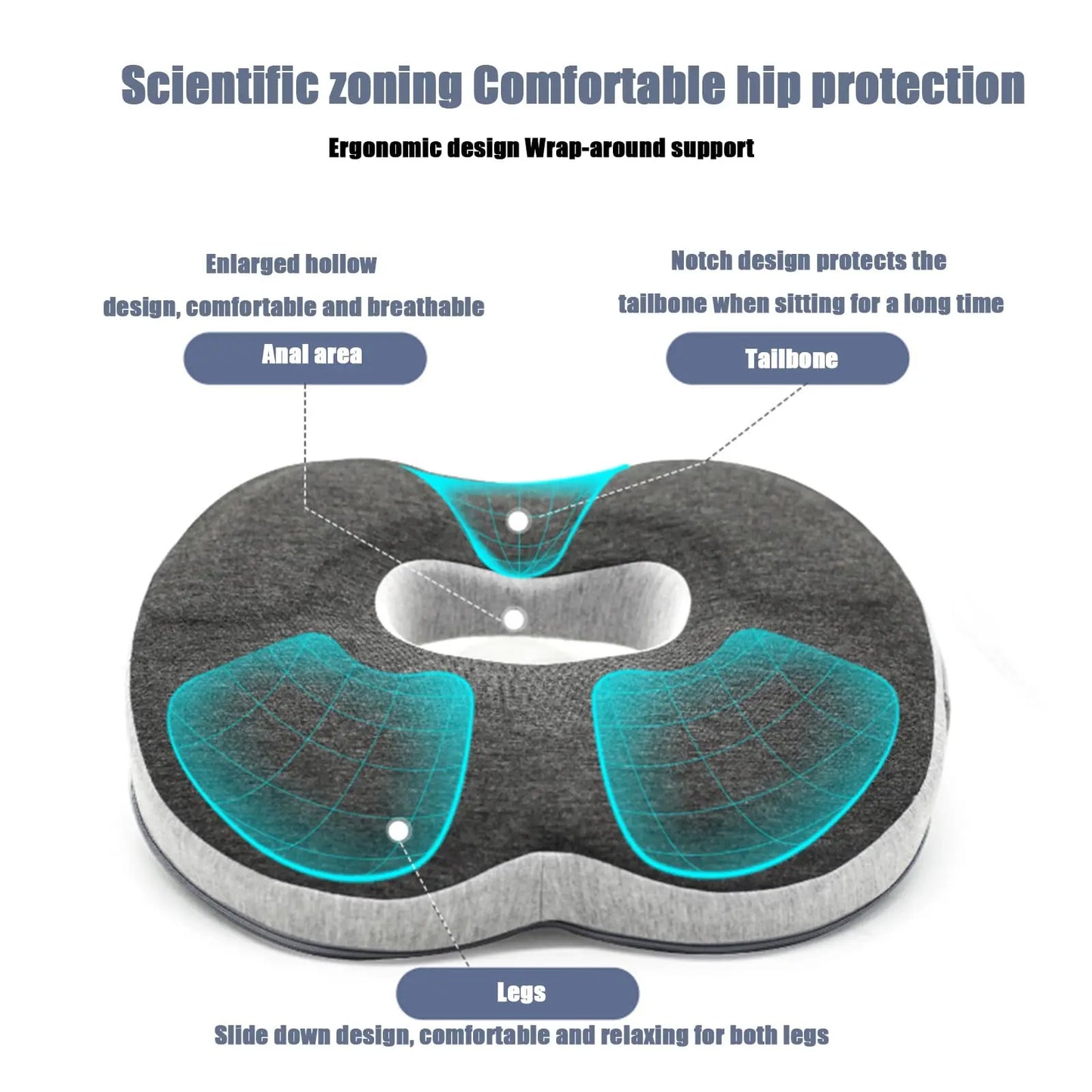 Soft Memory Foam Donut Pillow – Non-Slip Cushion for Office Chairs & Gaming Desk Chairs
