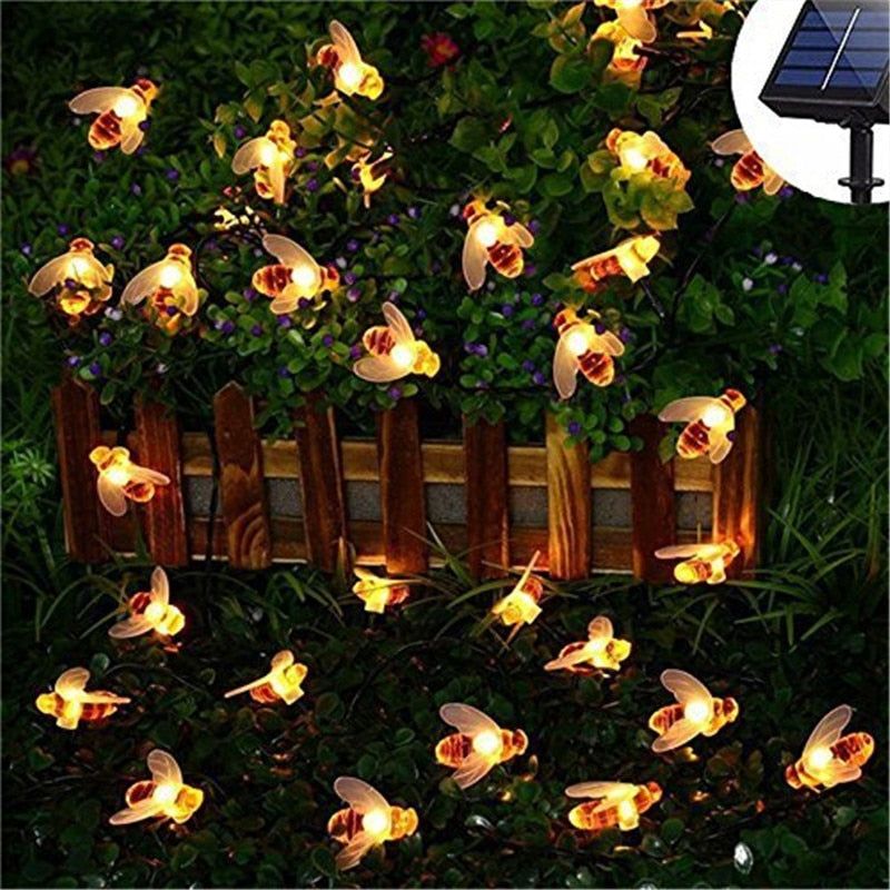 SOLAR POWERED HONEYBEE DESIGN LED FAIRY LIGHTS (50PCS) - luvinly
