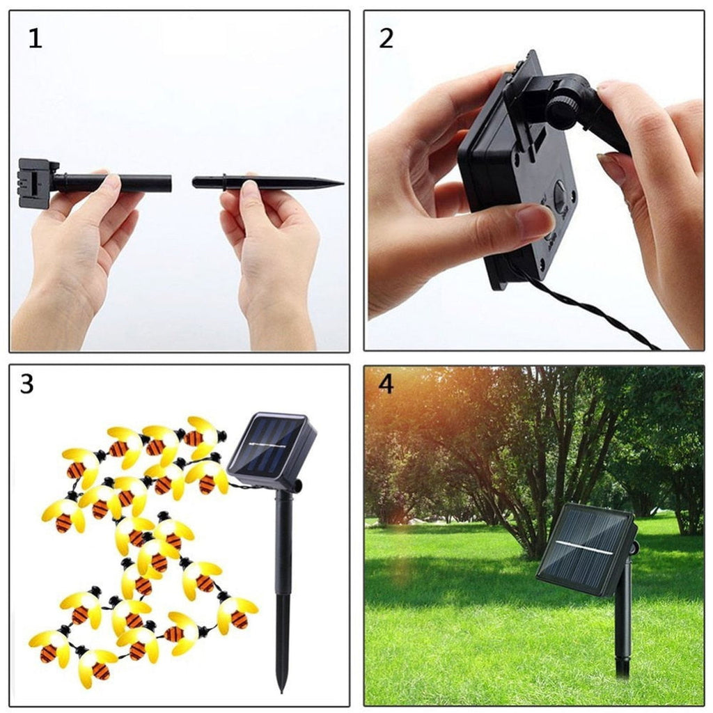 SOLAR POWERED HONEYBEE DESIGN LED FAIRY LIGHTS (50PCS) - luvinly