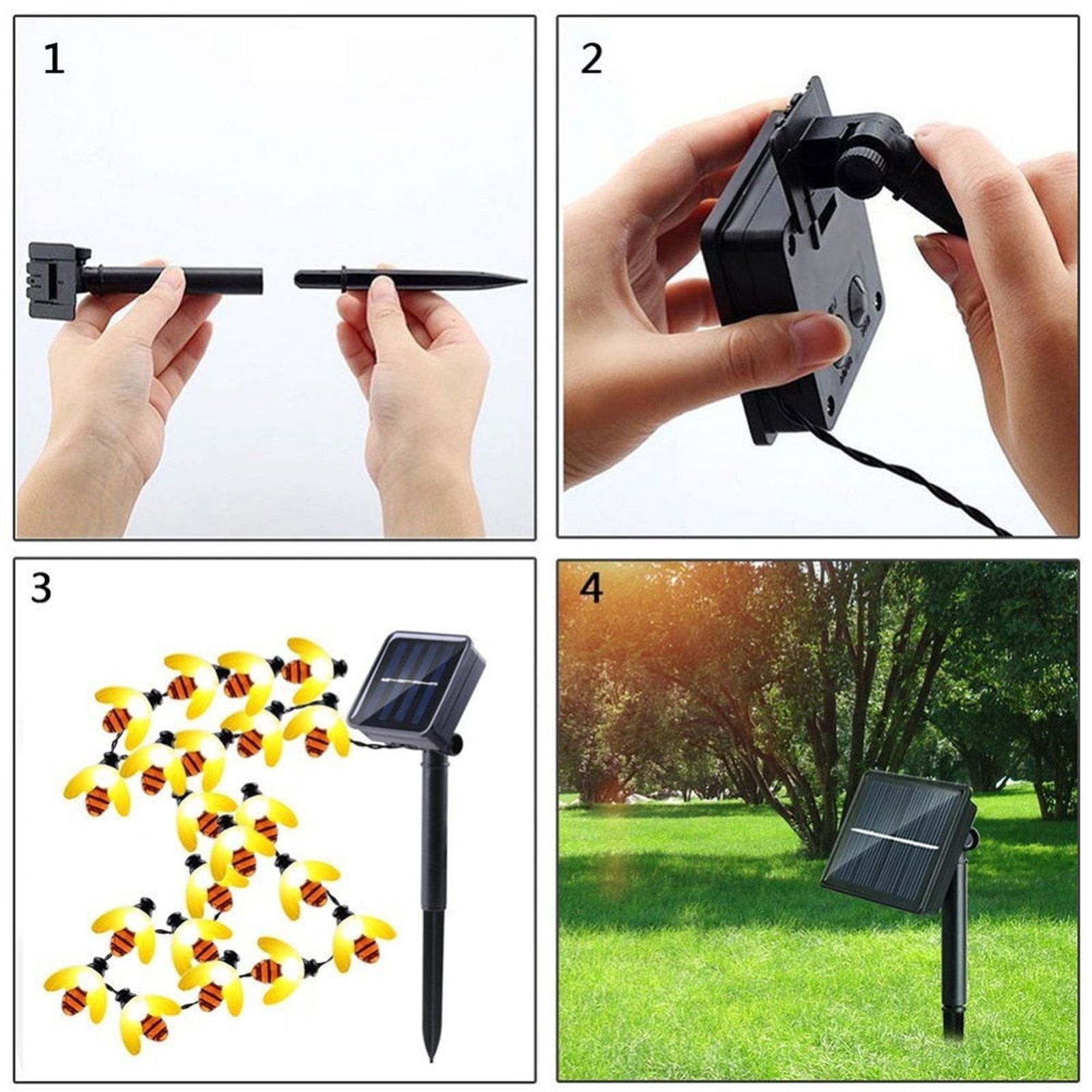 SOLAR POWERED HONEYBEE DESIGN LED FAIRY LIGHTS (50PCS) - luvinly