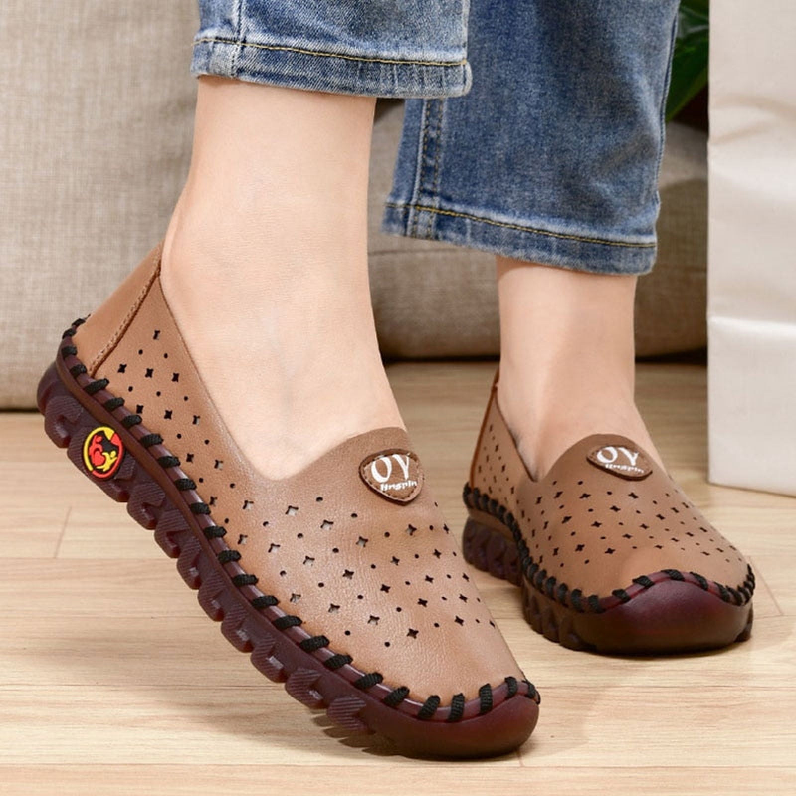 Sadies - Breathable Women's Leather Non-Slip Loafers - luvinly