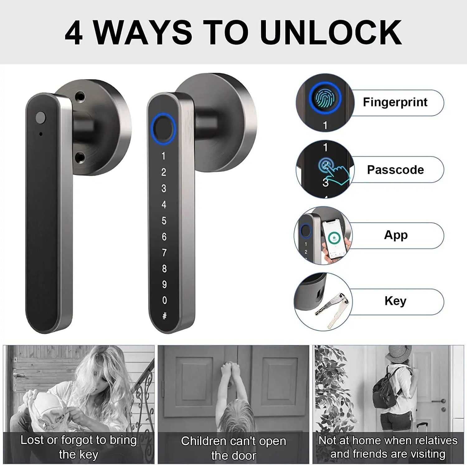 SecureTouch™ Smart Fingerprint Door Lock - luvinly