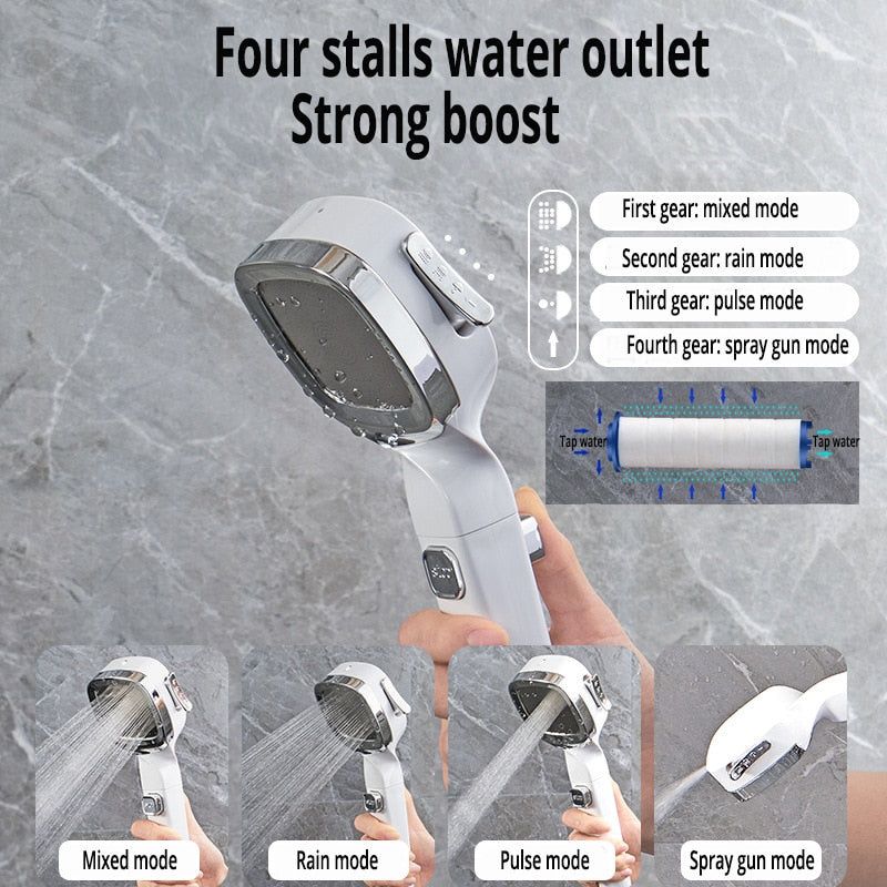 ShowerBoost - 4 Modes High Pressure Shower Head - luvinly