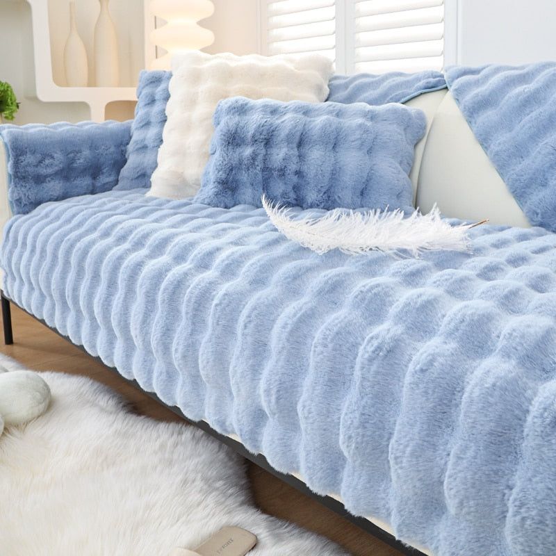SofaSnug - Cosy Plush Solid Colour Non-Slip Couch Cover - luvinly