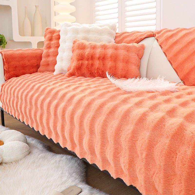 SofaSnug - Cosy Plush Solid Colour Non-Slip Couch Cover - luvinly