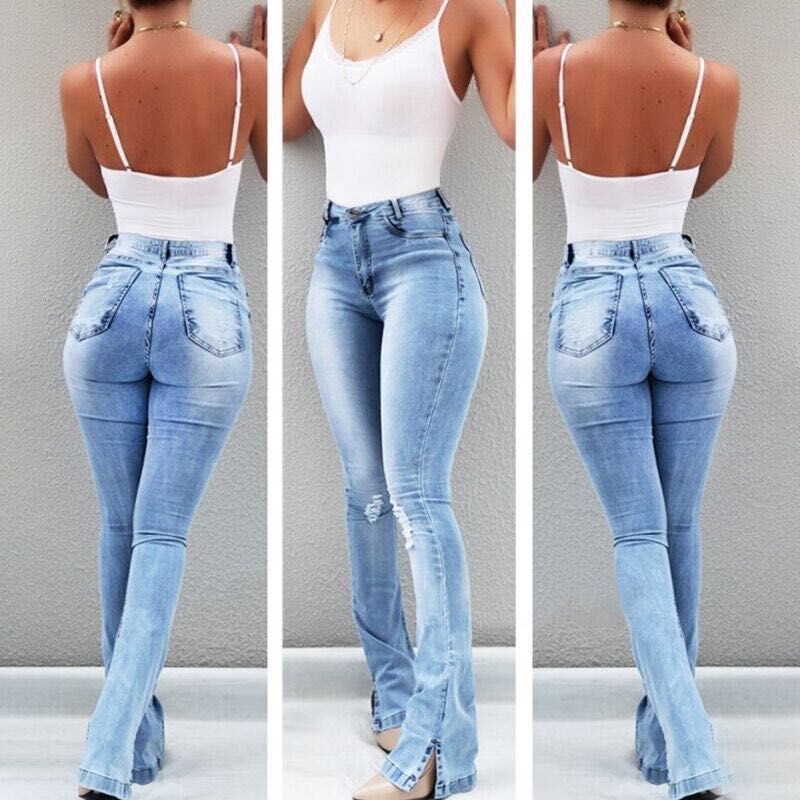 Stretch Flare High Waist Jeans - luvinly