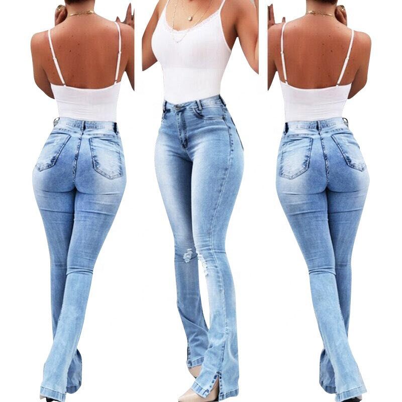 Stretch Flare High Waist Jeans - luvinly