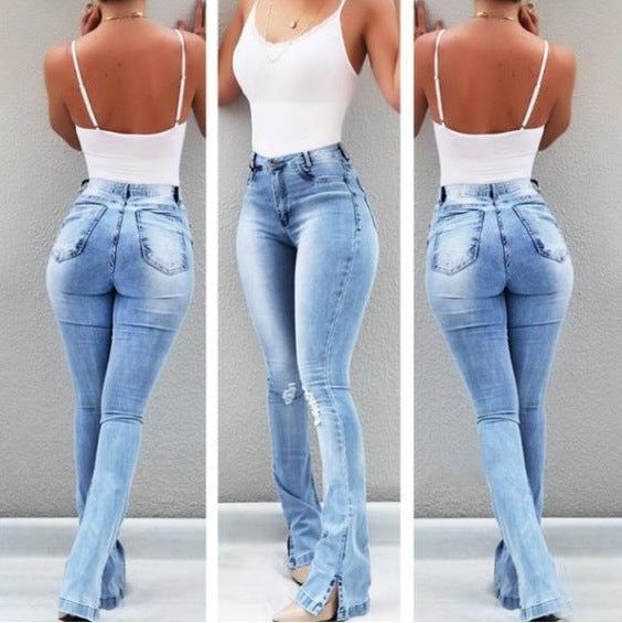 Stretch Flare High Waist Jeans - luvinly