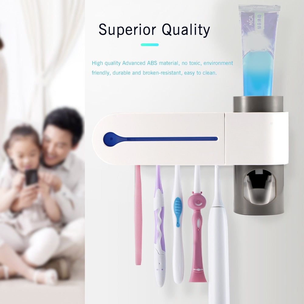 UV LIGHT TOOTHBRUSH HOLDER & PASTE DISPENSER - luvinly