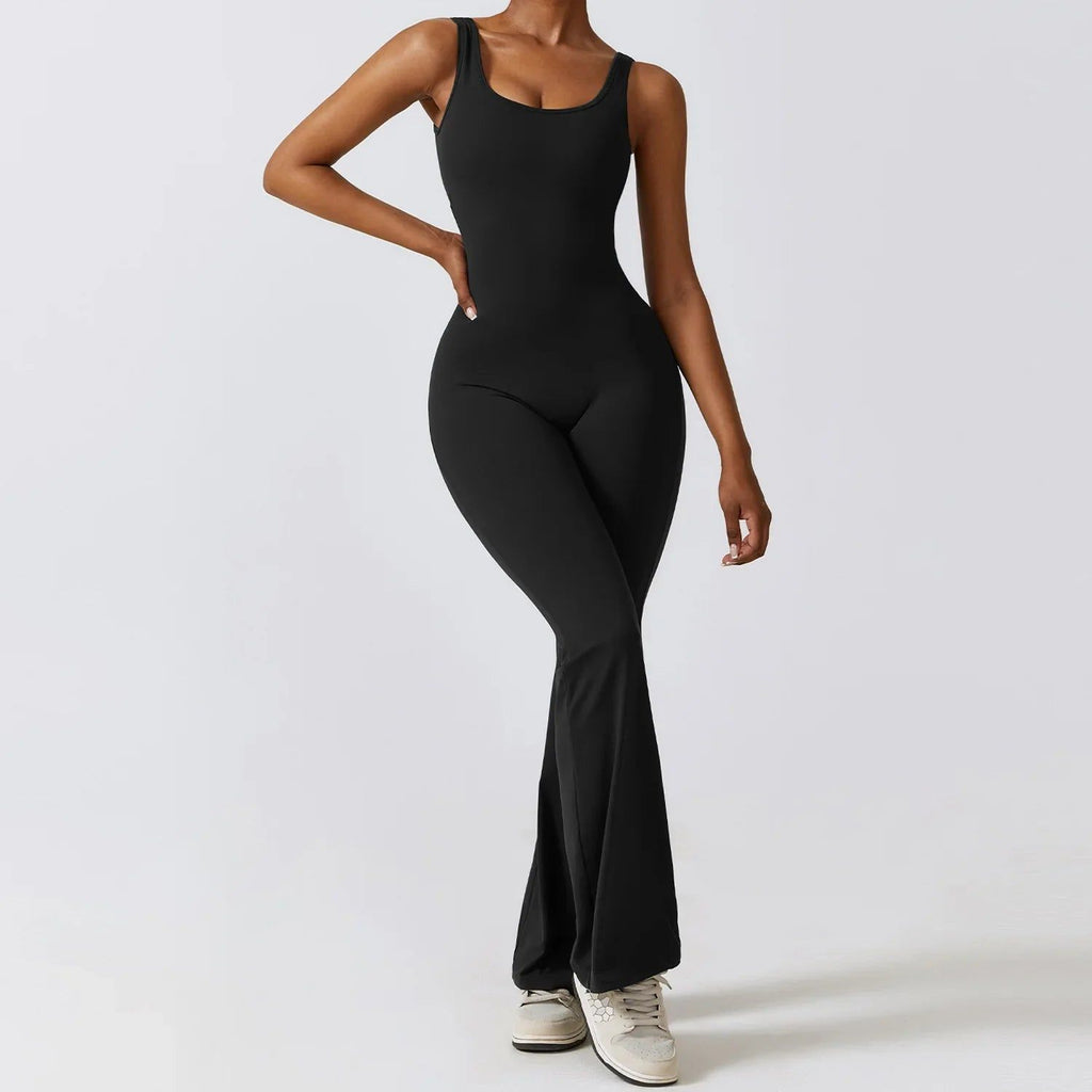 VogueFlare - V-Back Flared Viral Backless Jumpsuit - luvinly