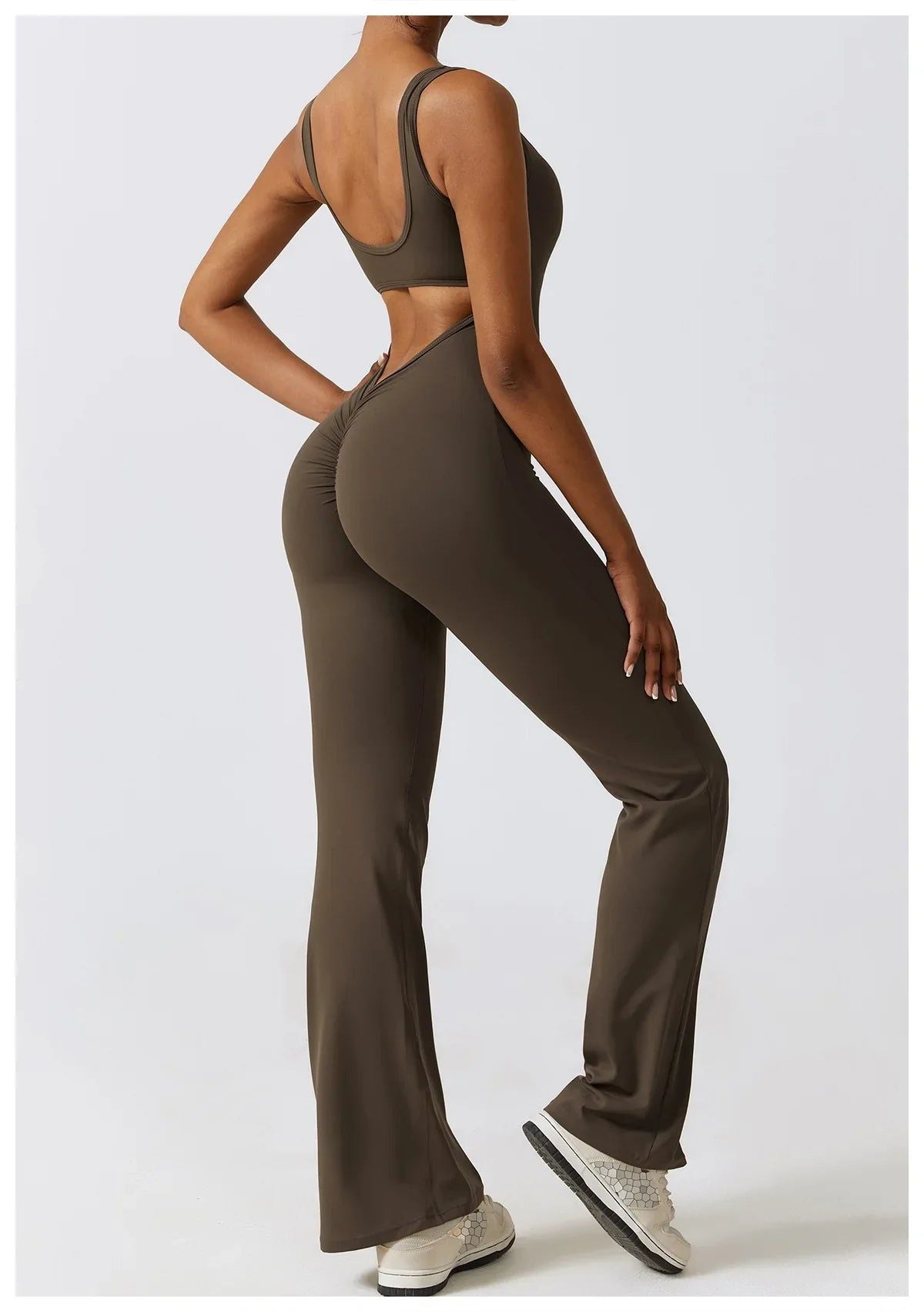 VogueFlare - V-Back Flared Viral Backless Jumpsuit - luvinly