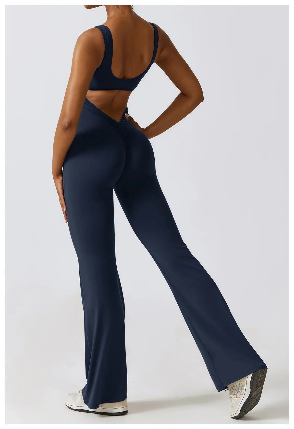 VogueFlare - V-Back Flared Viral Backless Jumpsuit - luvinly