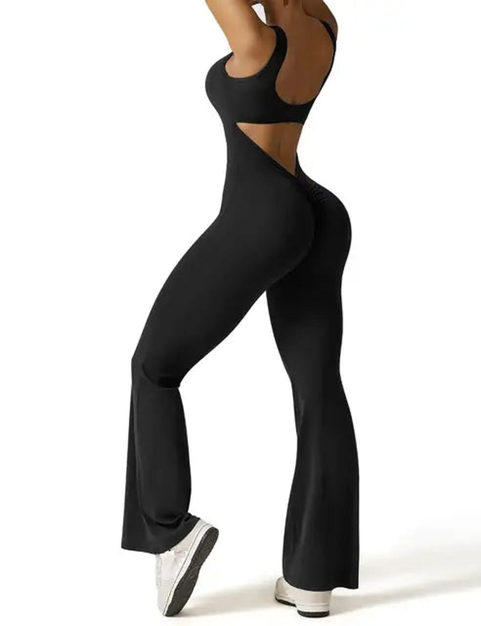 VogueFlare - V-Back Flared Viral Backless Jumpsuit - luvinly